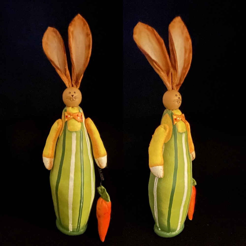 Standing Bunny Easter Decoration~ Green Overalls